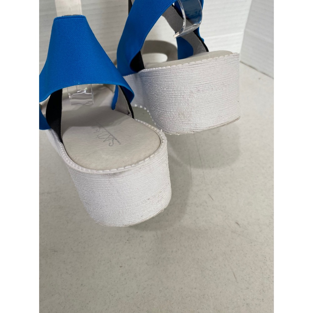Sixtyseven Platform Sandals Womens 40 Blue White Black Elastic Flatform Good - Picture 6 of 11